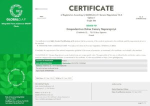 CERTIFICATE of Registration According to GLOBALG.A.P.