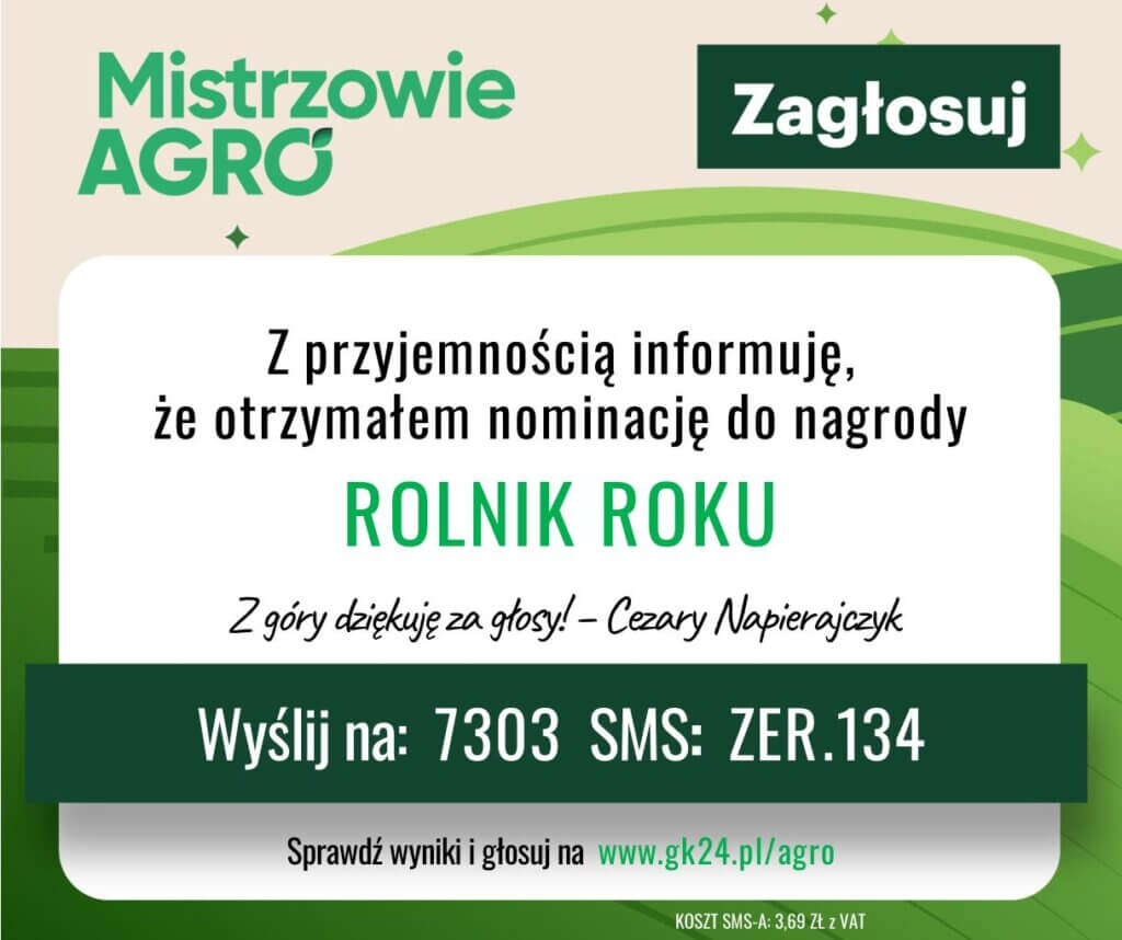 Rolnik roku 2025 - Głosuj na Cezarego Napierajczyka Plebyscyt Rolnik Roku 2025 - Cezary Napierajczyk